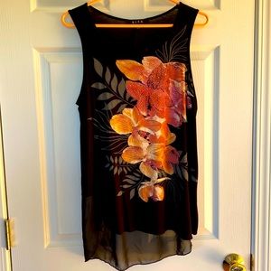 Glamorous evening, wear tunic. Gorgeous  embellished iris, flower design.